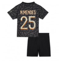 Camisa de Futebol Paris Saint-Germain Nuno Mendes #25 Equipamento Alternativo Infantil 2023-24 Manga Curta (+ Calças curtas)
